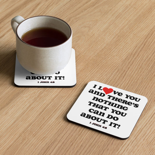 I love you cork back coaster - White