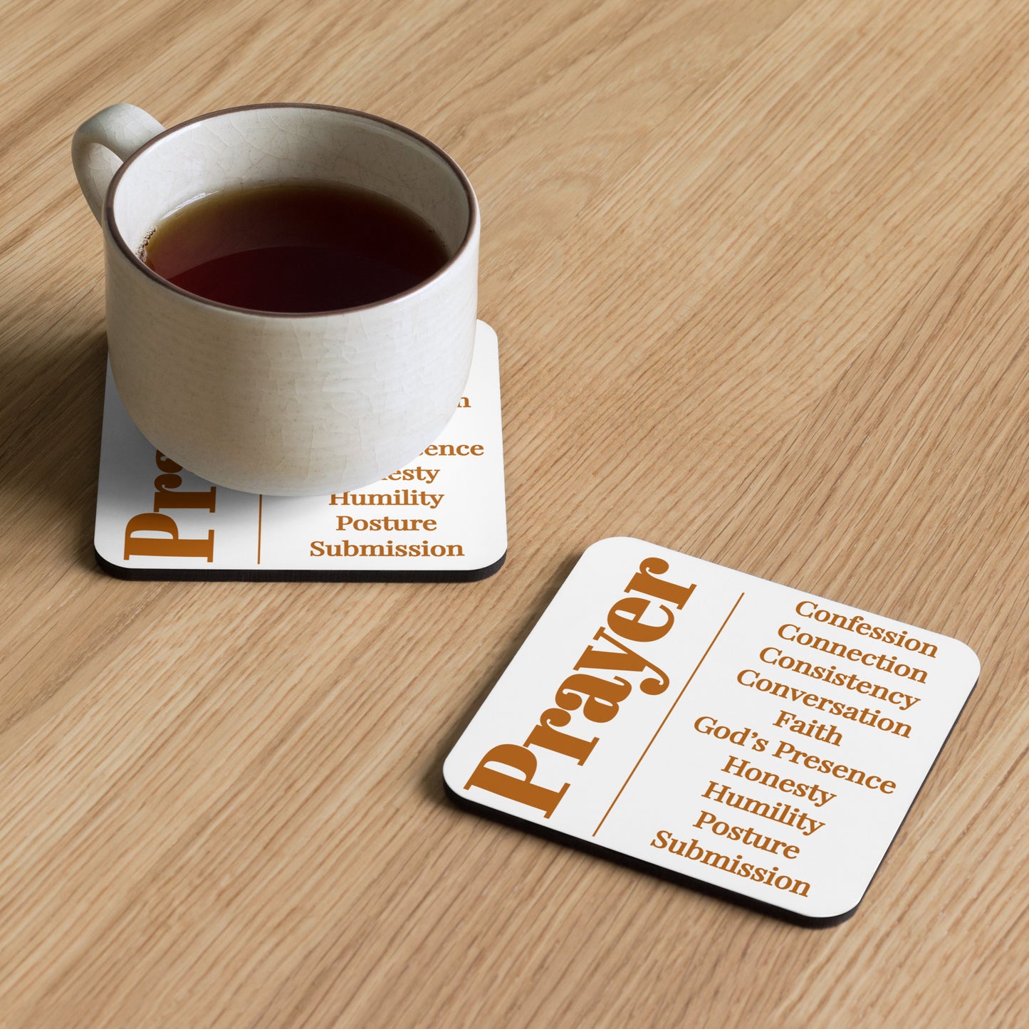 Prayer cork back coaster - Earthtone/White