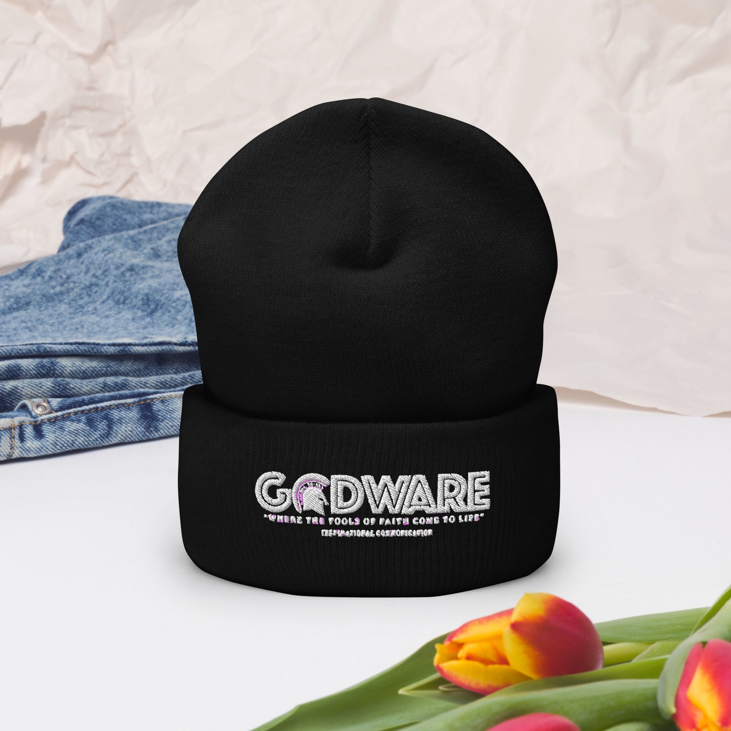 Godware Acrylic Logo Beanie - white print