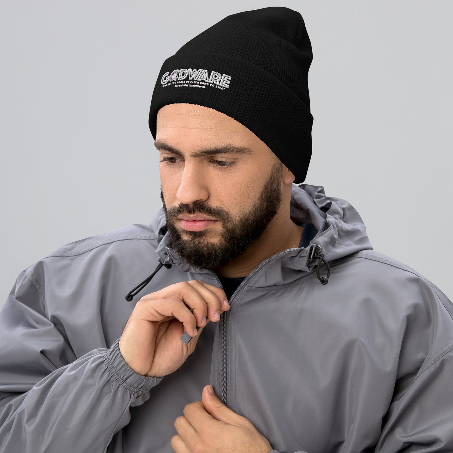 Godware Acrylic Logo Beanie - white print