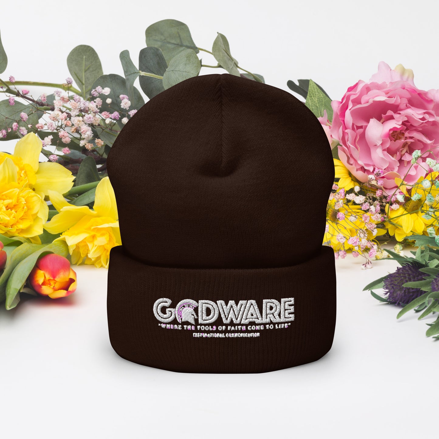 Godware Acrylic Logo Beanie - white print