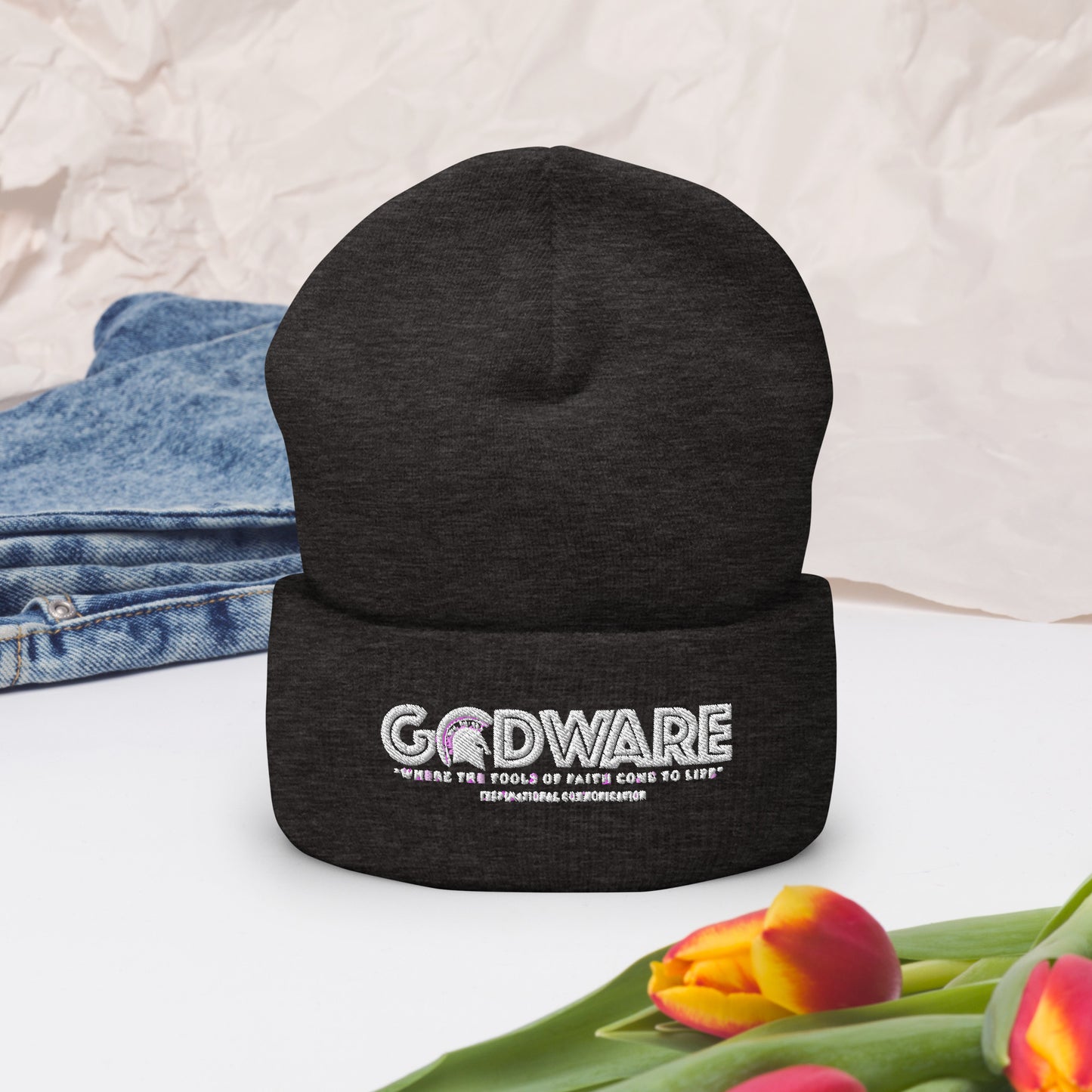 Godware Acrylic Logo Beanie - white print