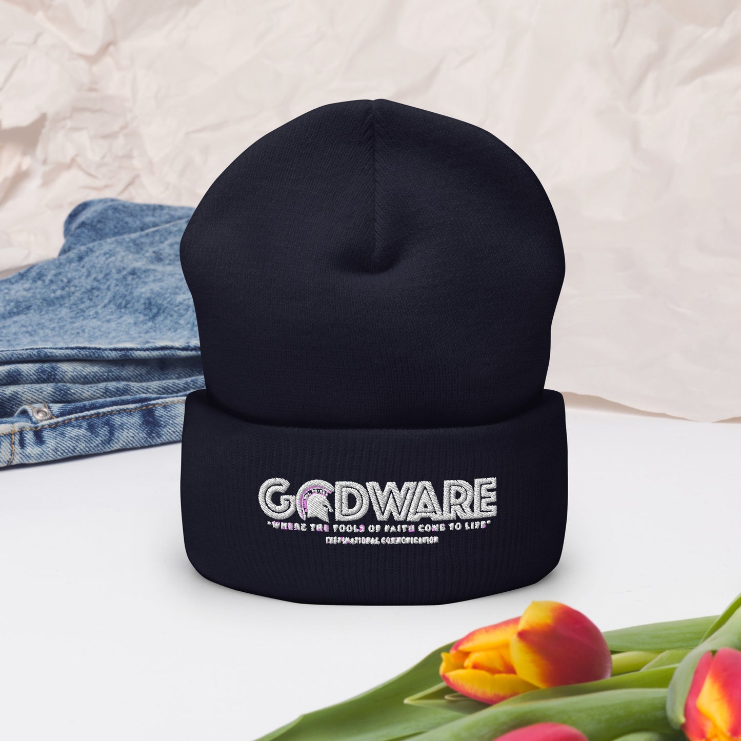 Godware Acrylic Logo Beanie - white print