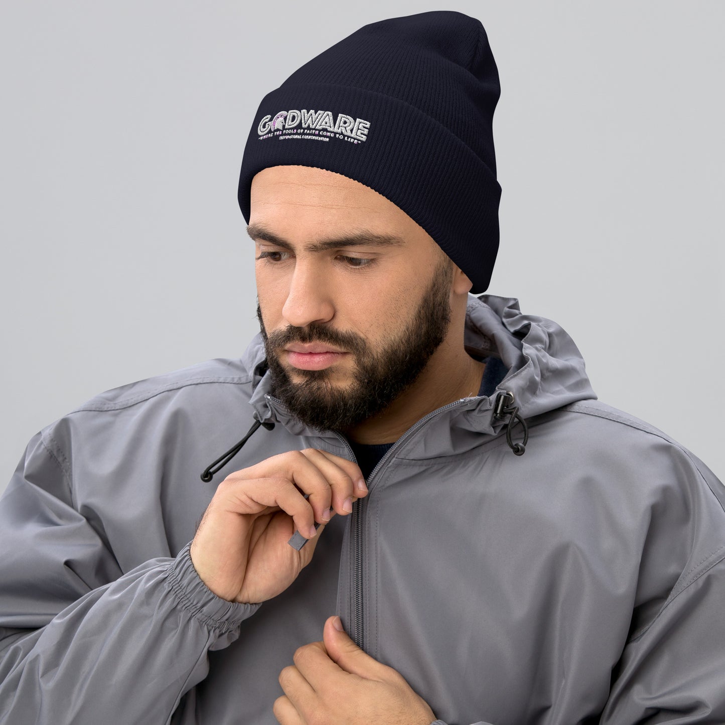 Godware Acrylic Logo Beanie - white print