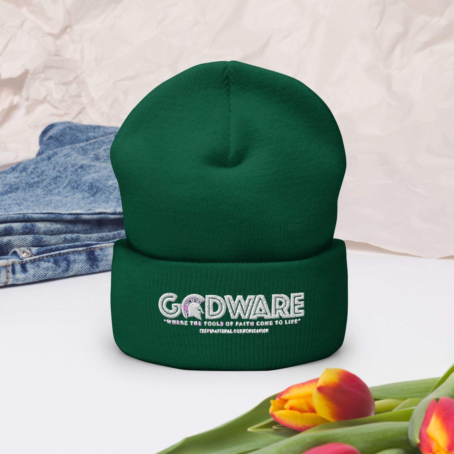 Godware Acrylic Logo Beanie - white print