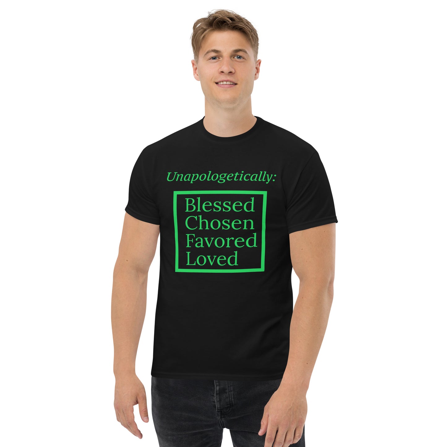 Unapologetic short-sleeved classic t-shirt (men) - Green Print