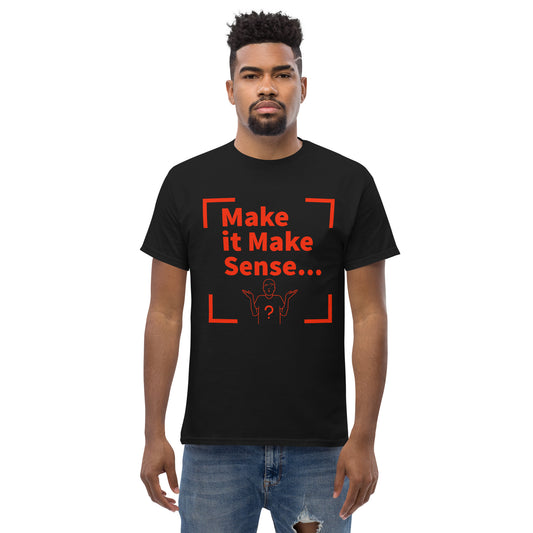 Make Sense Men's Cotton Tee - Red Print