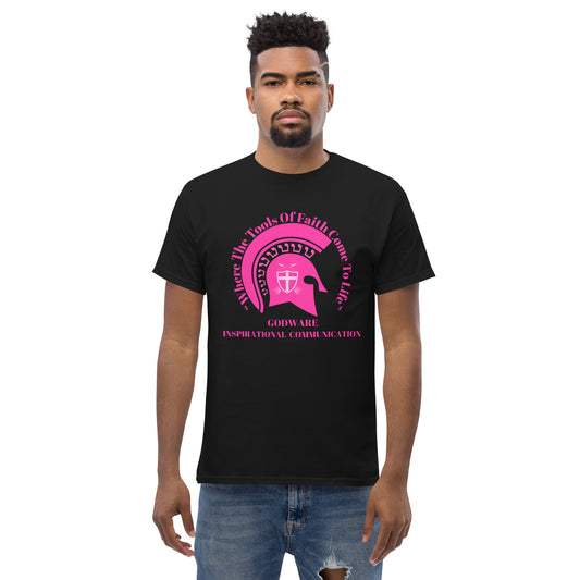 Godware Men's short-sleeve tee (berry pink logo)