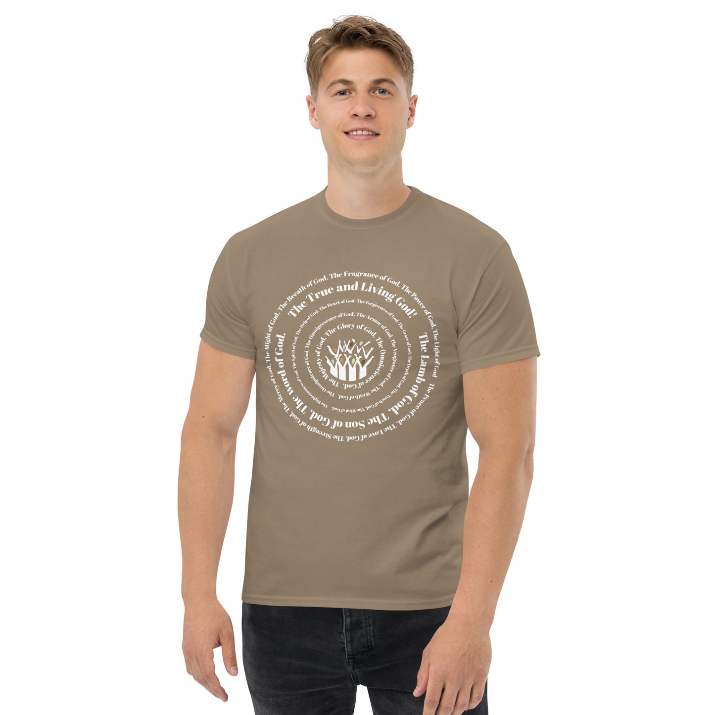 Attributes of God Men's cotton tee - White print