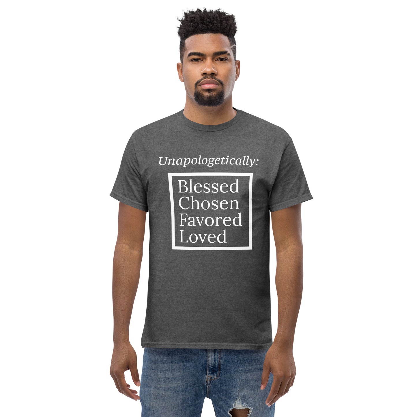 Unapologetic short-sleeved classic t-shirt (men) - White Print