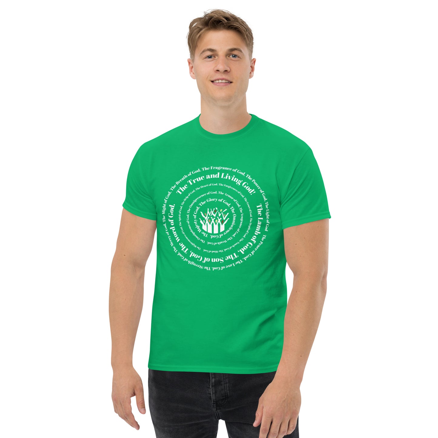 Attributes of God Men's cotton tee - White print