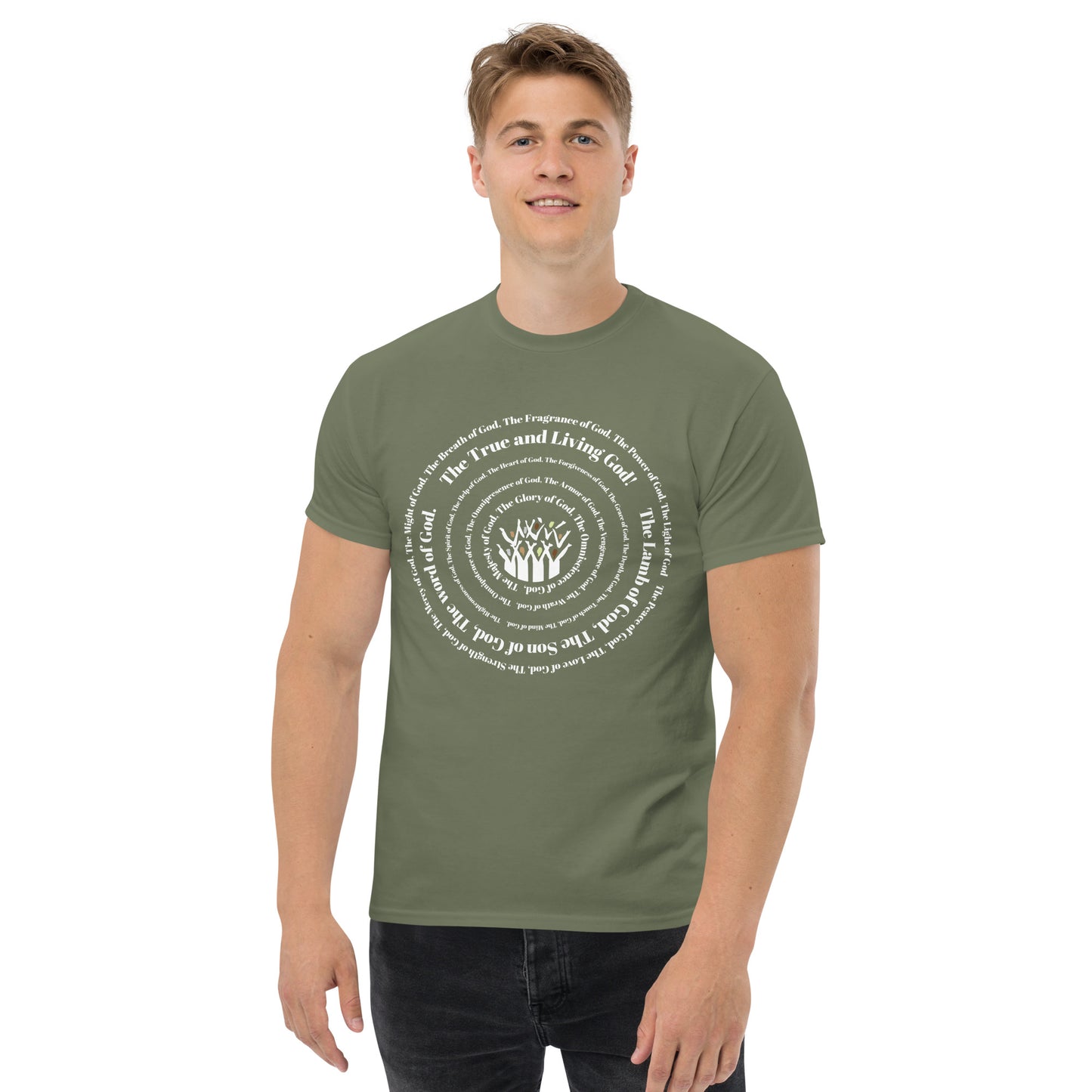 Attributes of God Men's cotton tee - White print