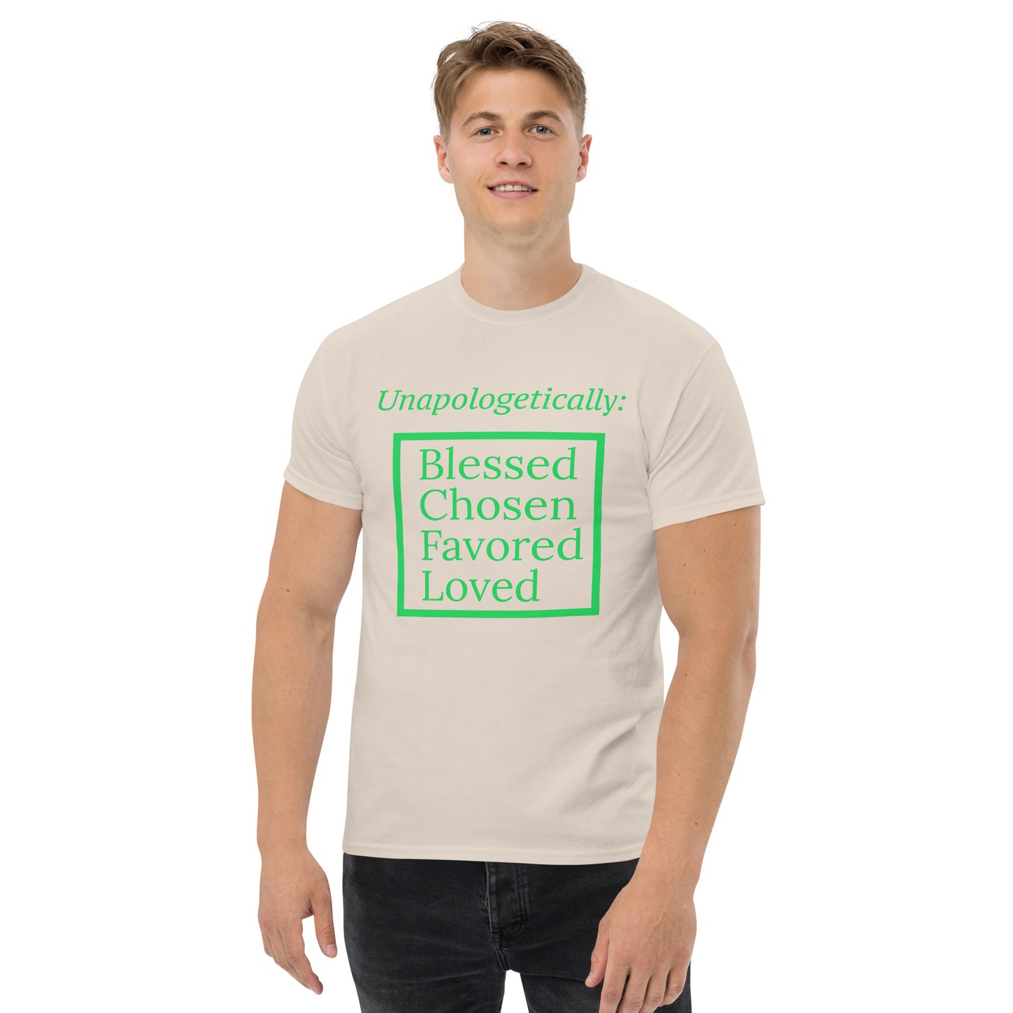 Unapologetic short-sleeved classic t-shirt (men) - Green Print
