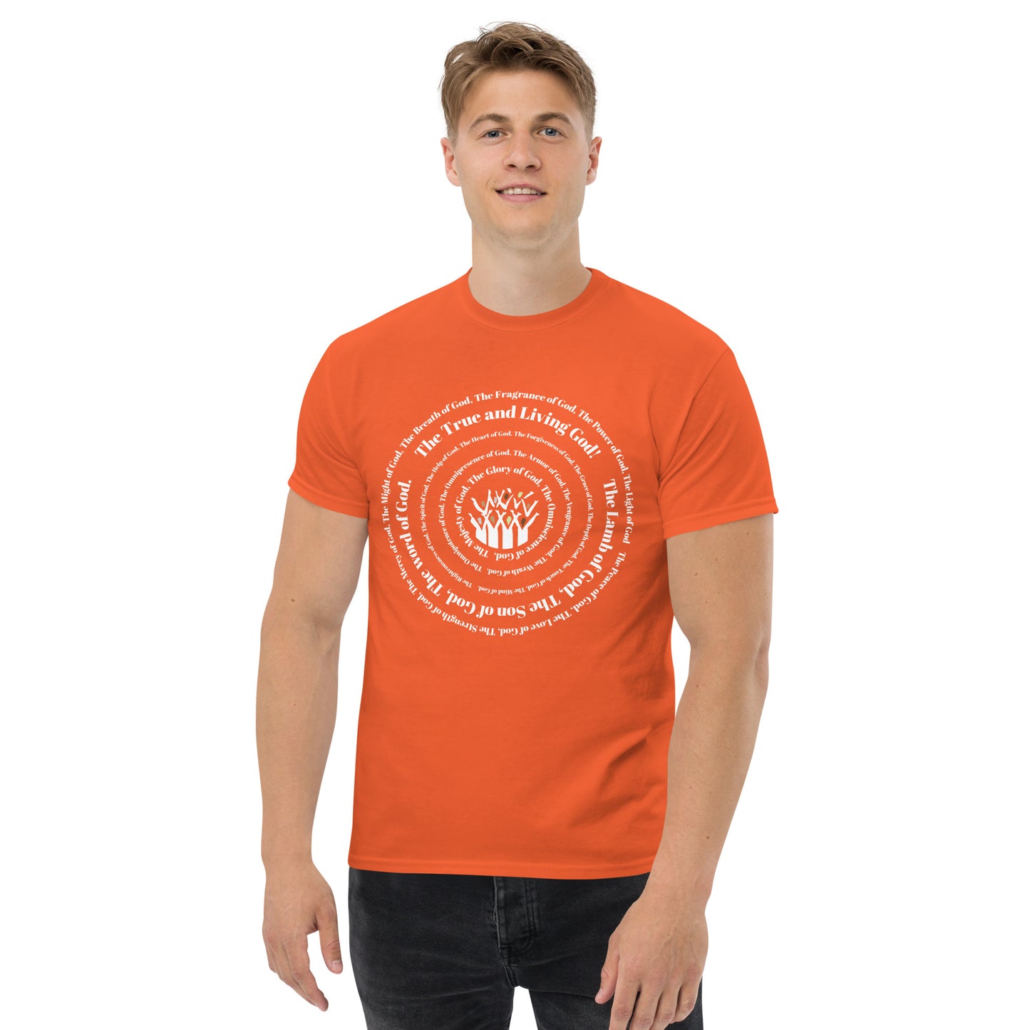 Attributes of God Men's cotton tee - White print