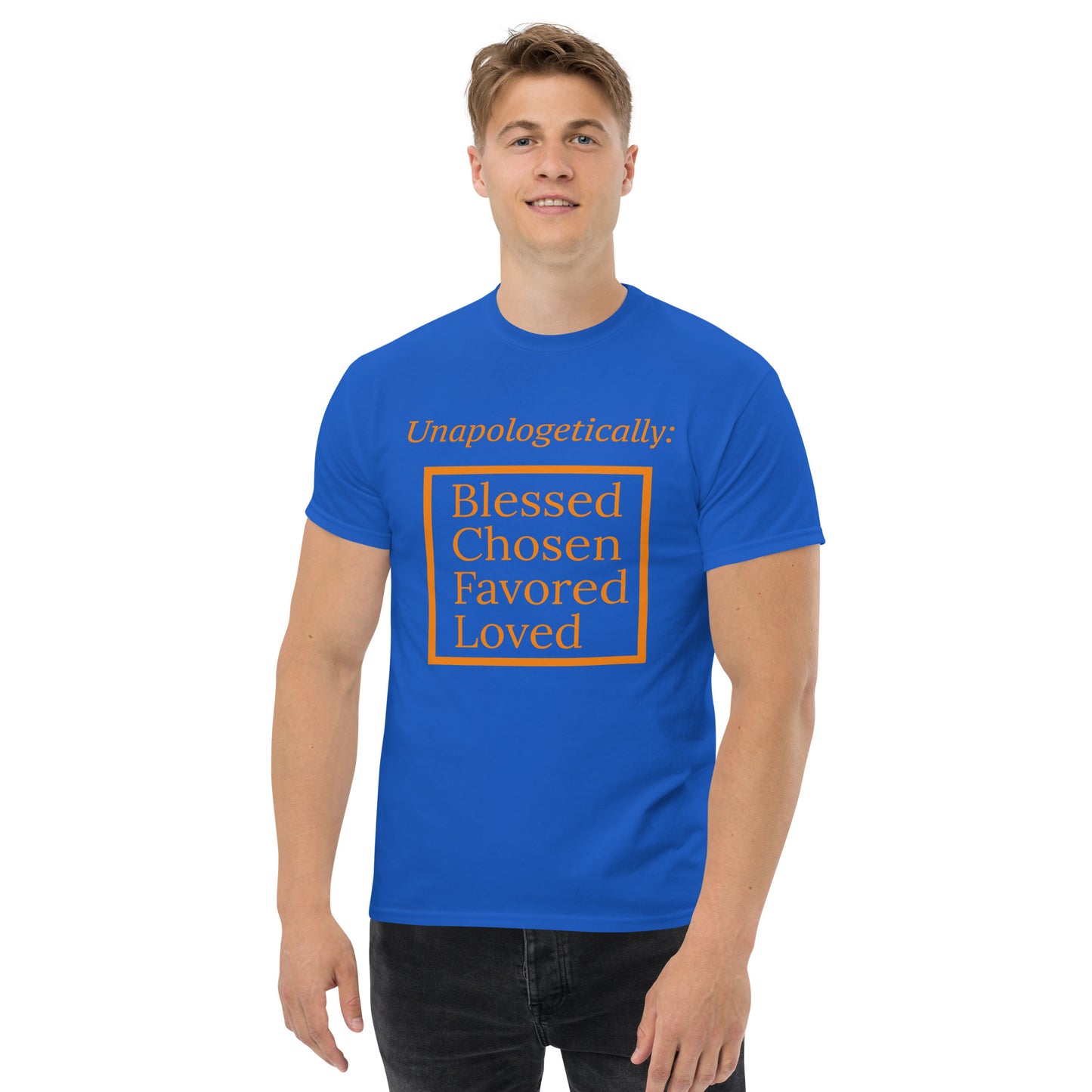 Unapologetic short-sleeve classic t-shirt (Orange print)