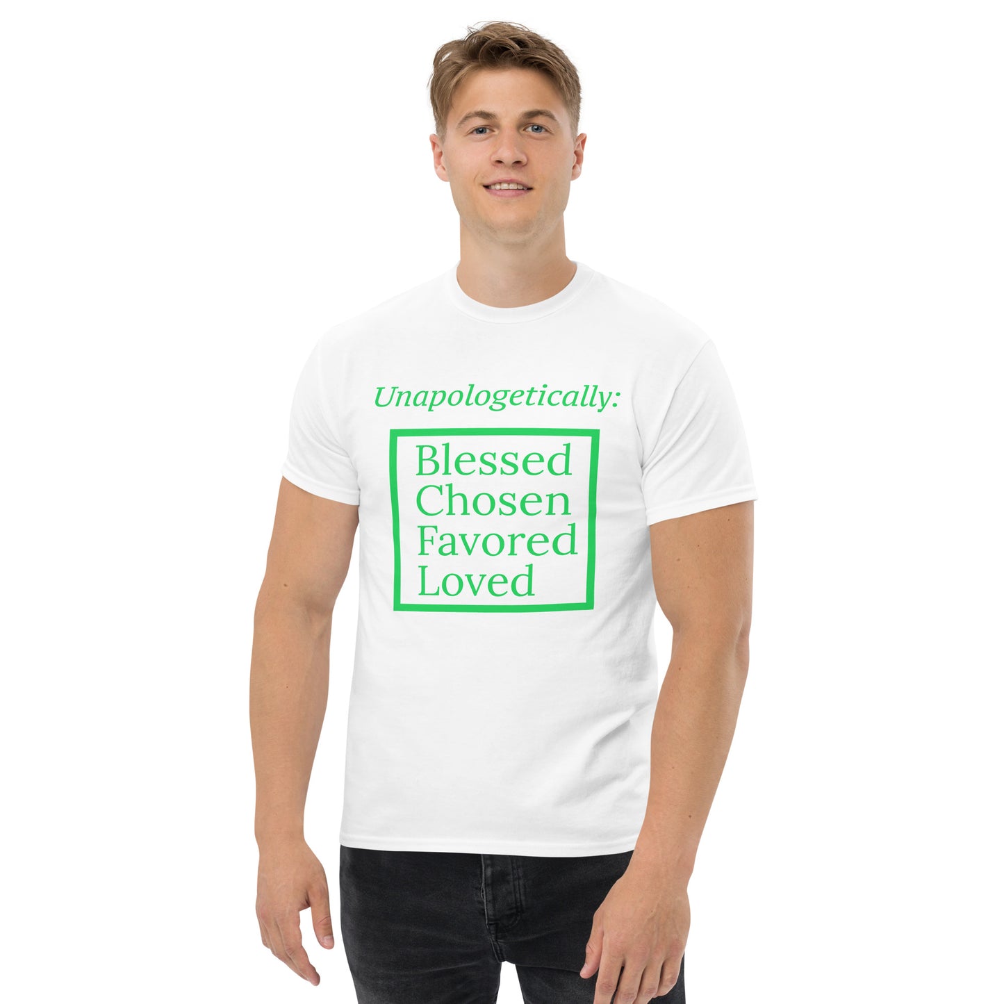 Unapologetic short-sleeved classic t-shirt (men) - Green Print