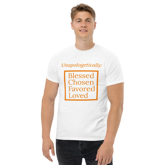 Unapologetic short-sleeve classic t-shirt (Orange print)