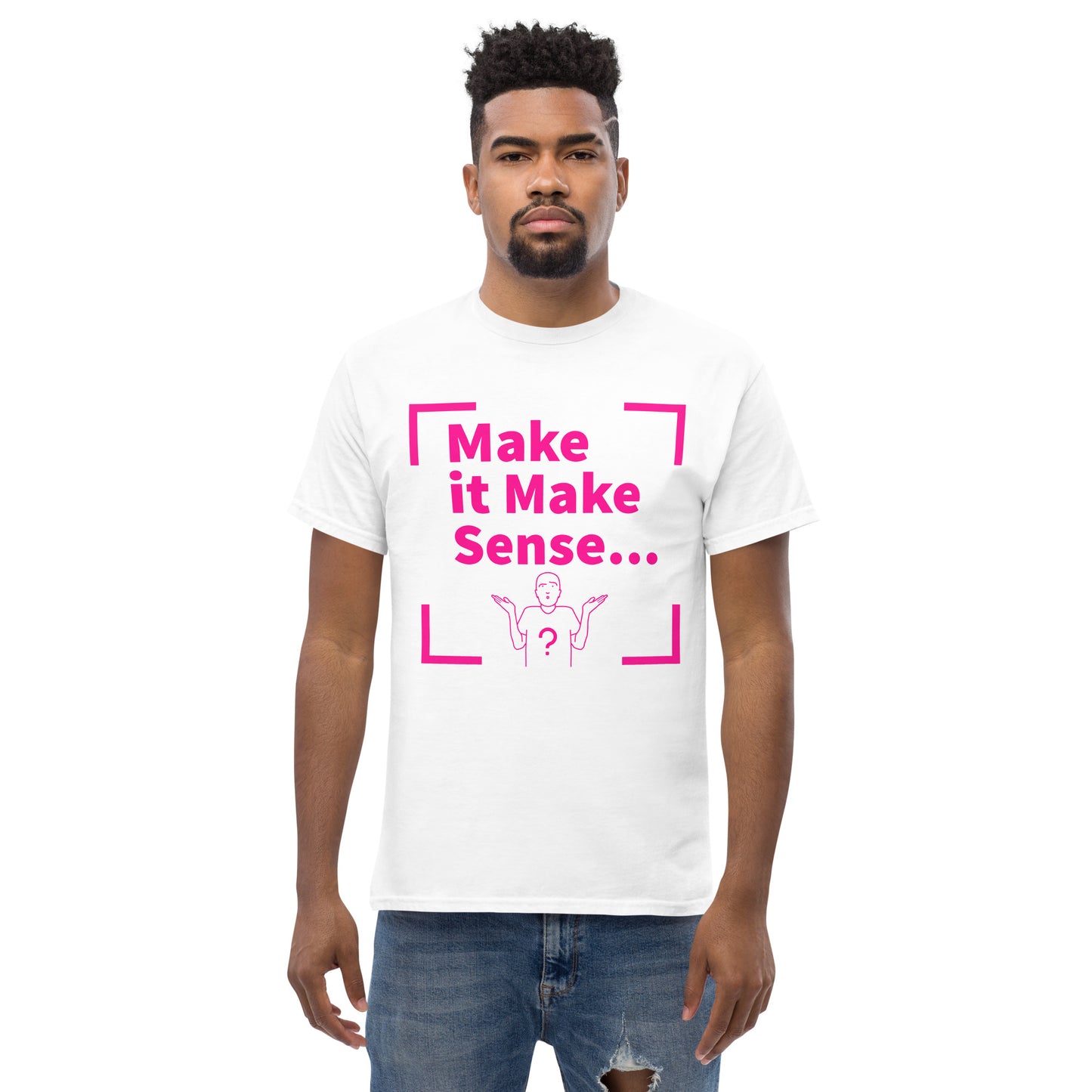 Make Sense Men's T-shirt - Hot Pink Print