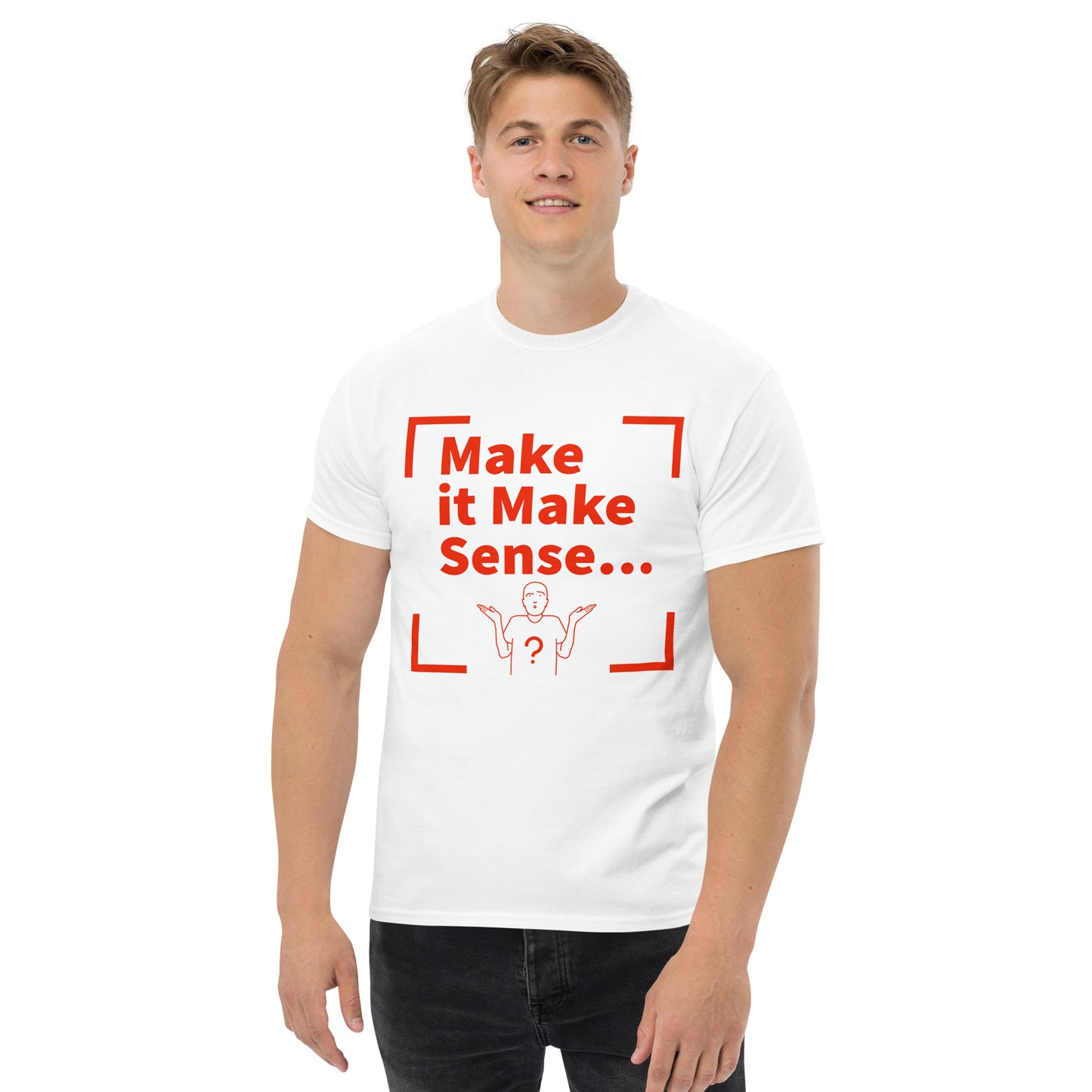 Make Sense Men's Cotton Tee - Red Print