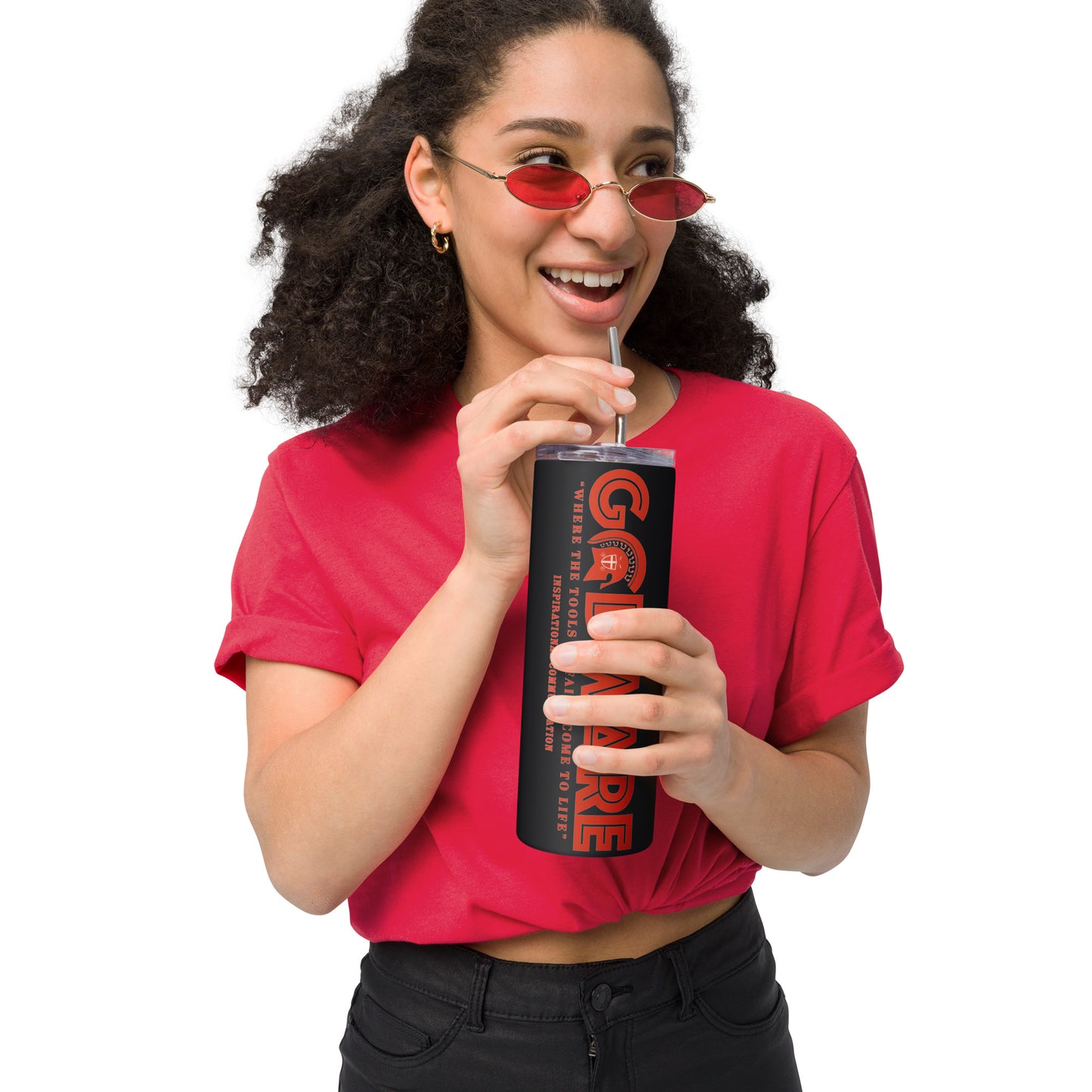 Godware logo Stainless steel tumbler - Red print