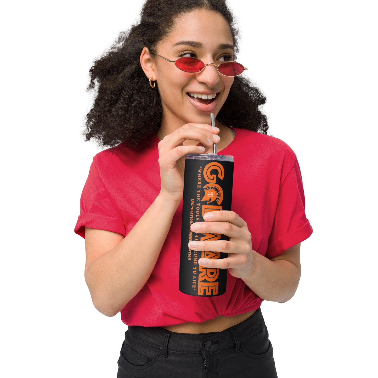 Godware Logo Stainless steel tumbler - Orange print