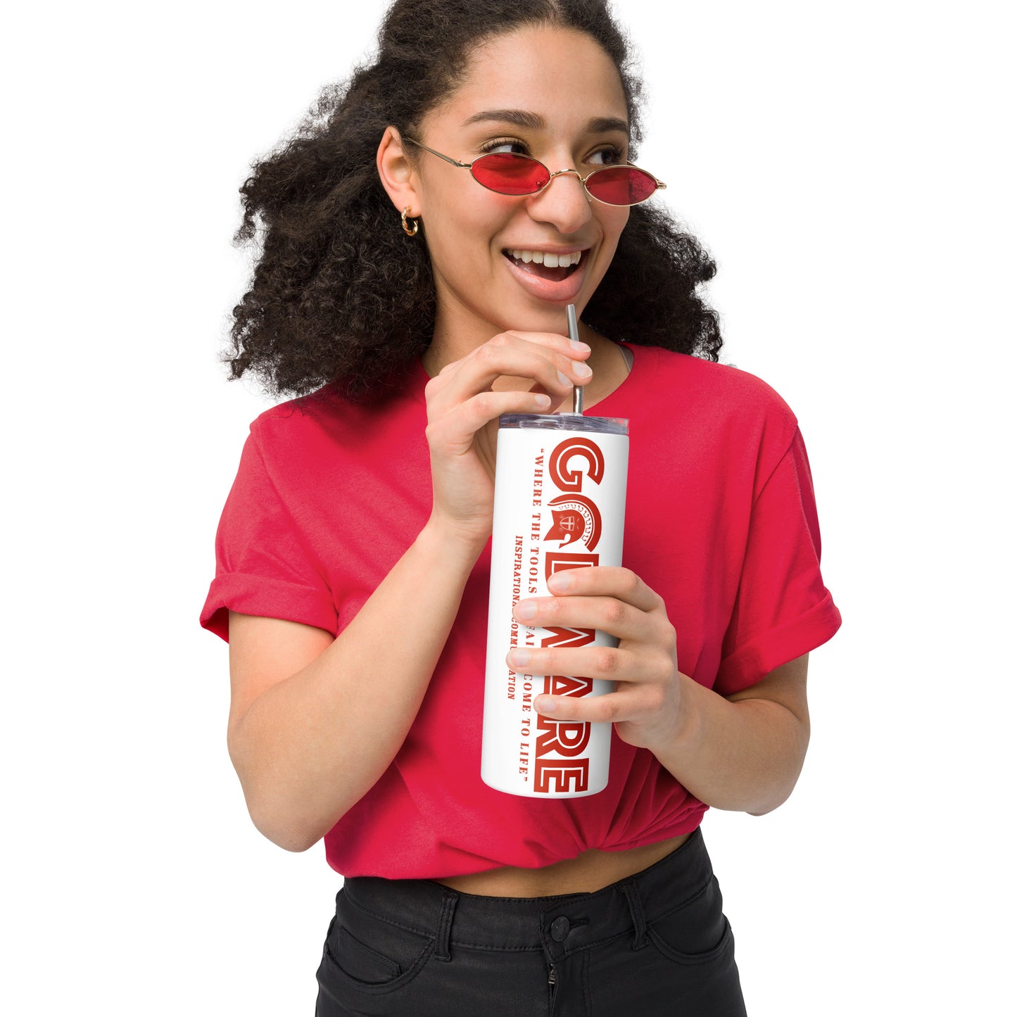 Godware logo Stainless steel tumbler - Red print