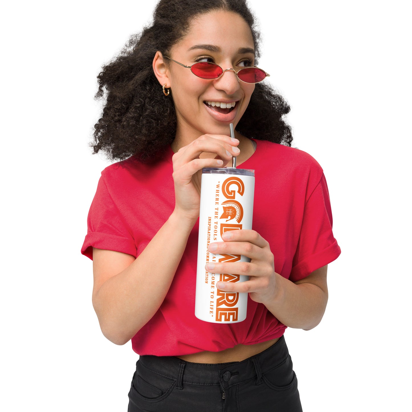 Godware Logo Stainless steel tumbler - Orange print