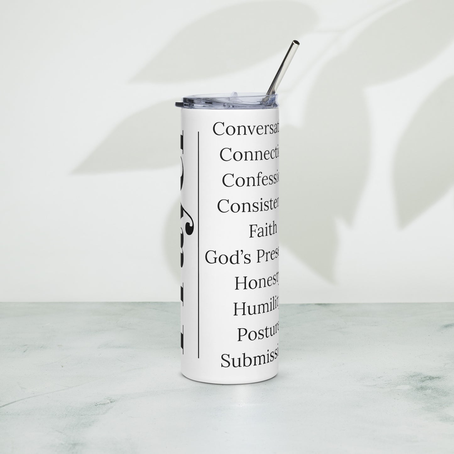 Prayer inspirational stainless steel tumbler - White/black