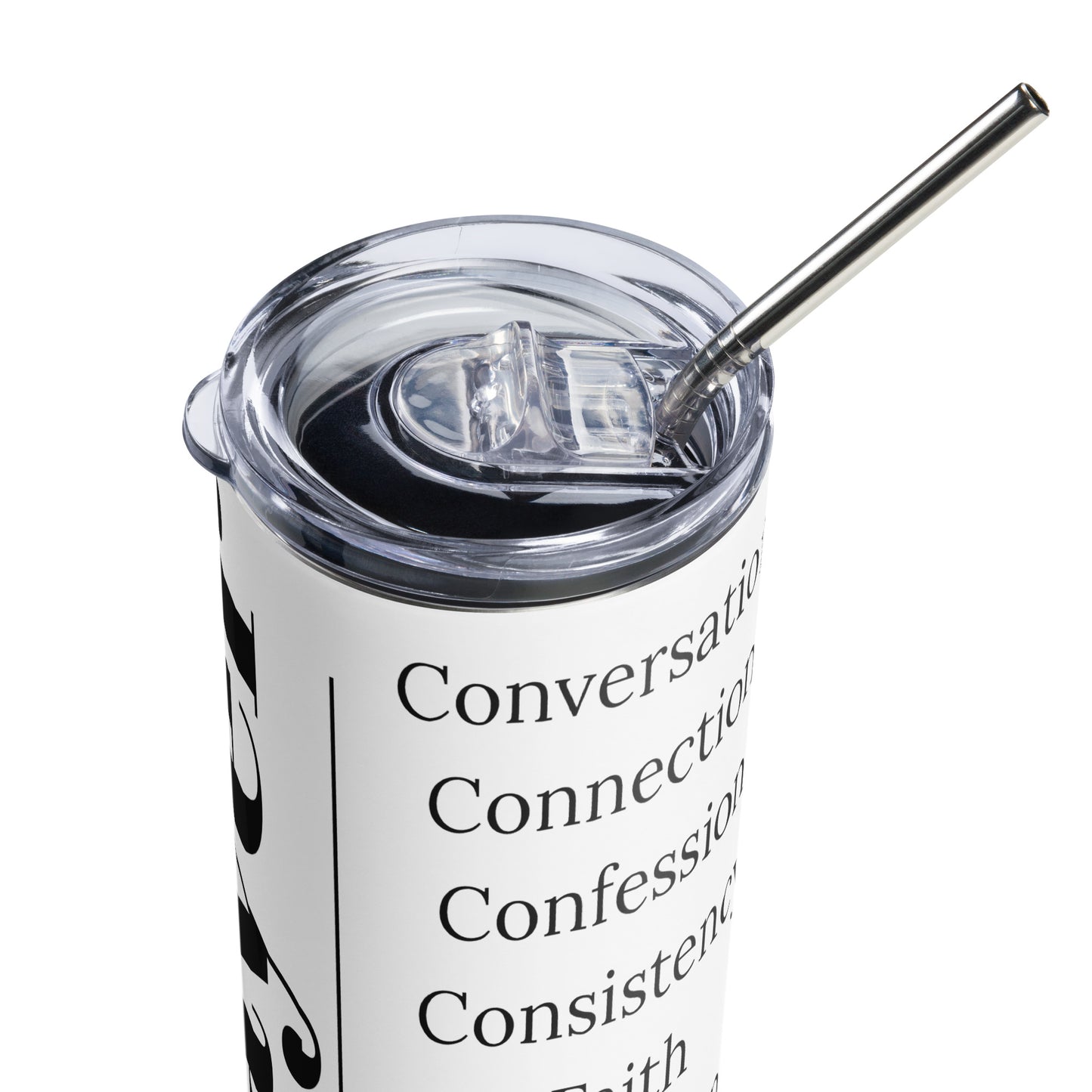 Prayer inspirational stainless steel tumbler - White/black