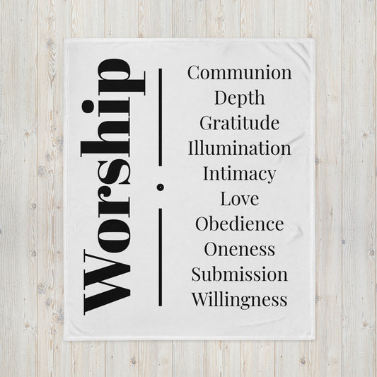 Worship velvety soft throw blanket - White/Black