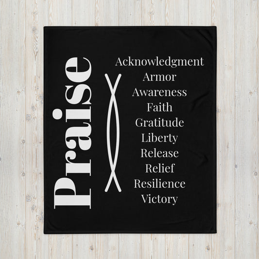 Praise Velvety Soft Throw Blanket - Black/White