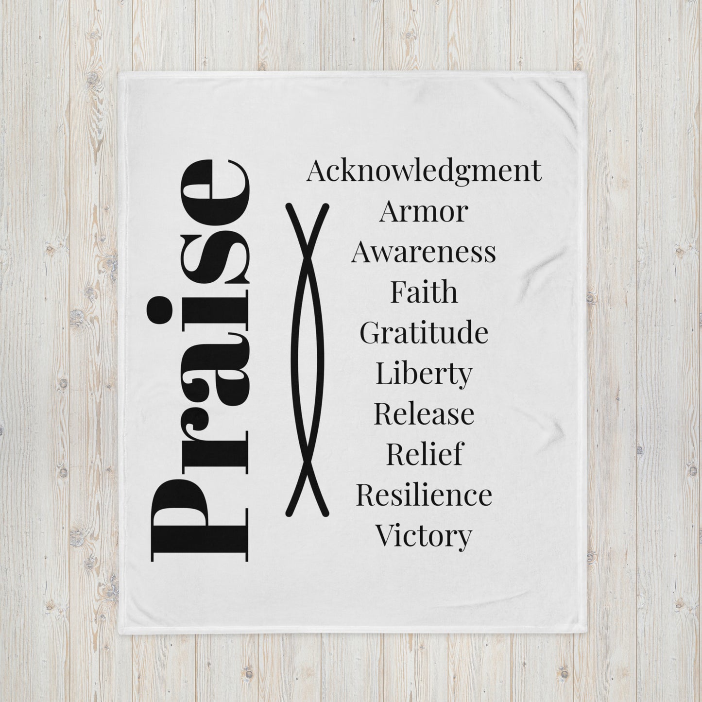 Praise Velvety Soft Throw Blanket - White/Black