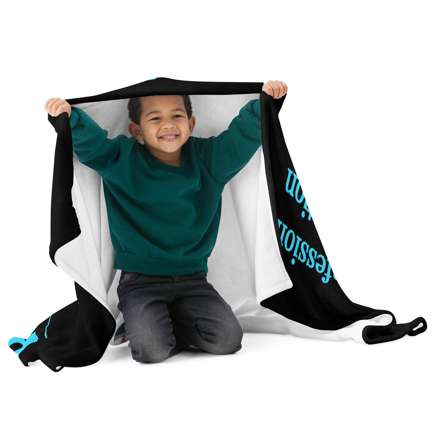 Prayer velvety soft throw blanket - Turquoise/Black