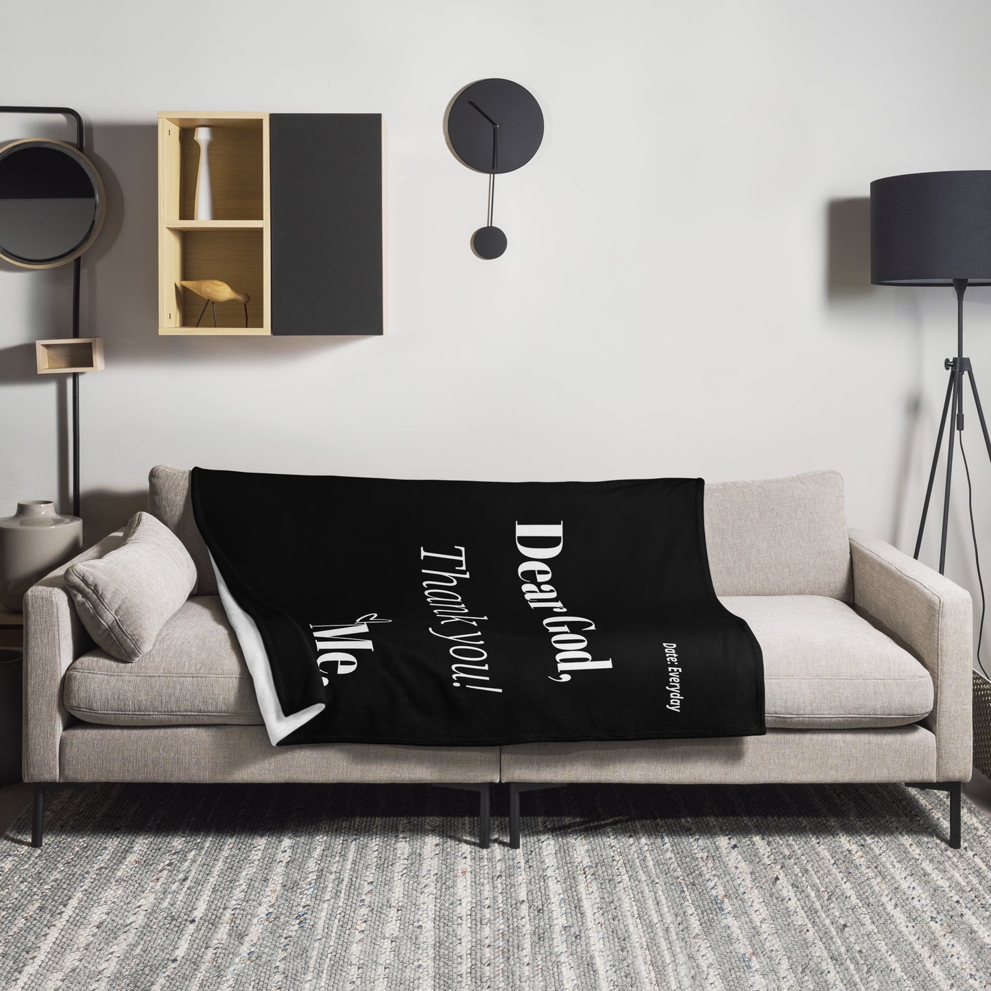 Dear God Velvety Soft Throw Blanket - Black/White