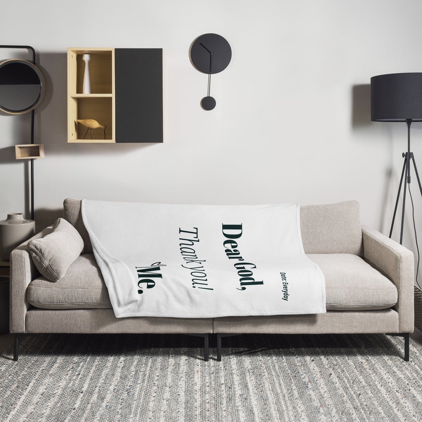Dear God Velvety Soft Throw Blanket - White/Black