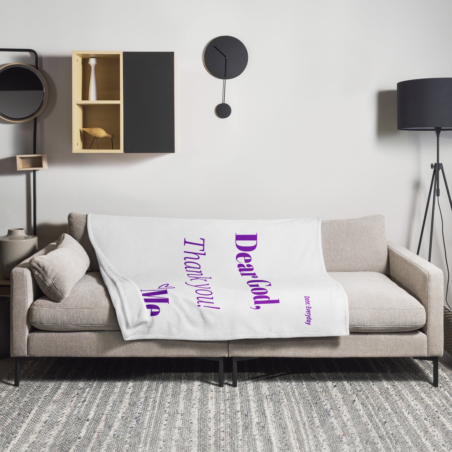 Dear God Velvety Soft Throw Blanket - White/Purple