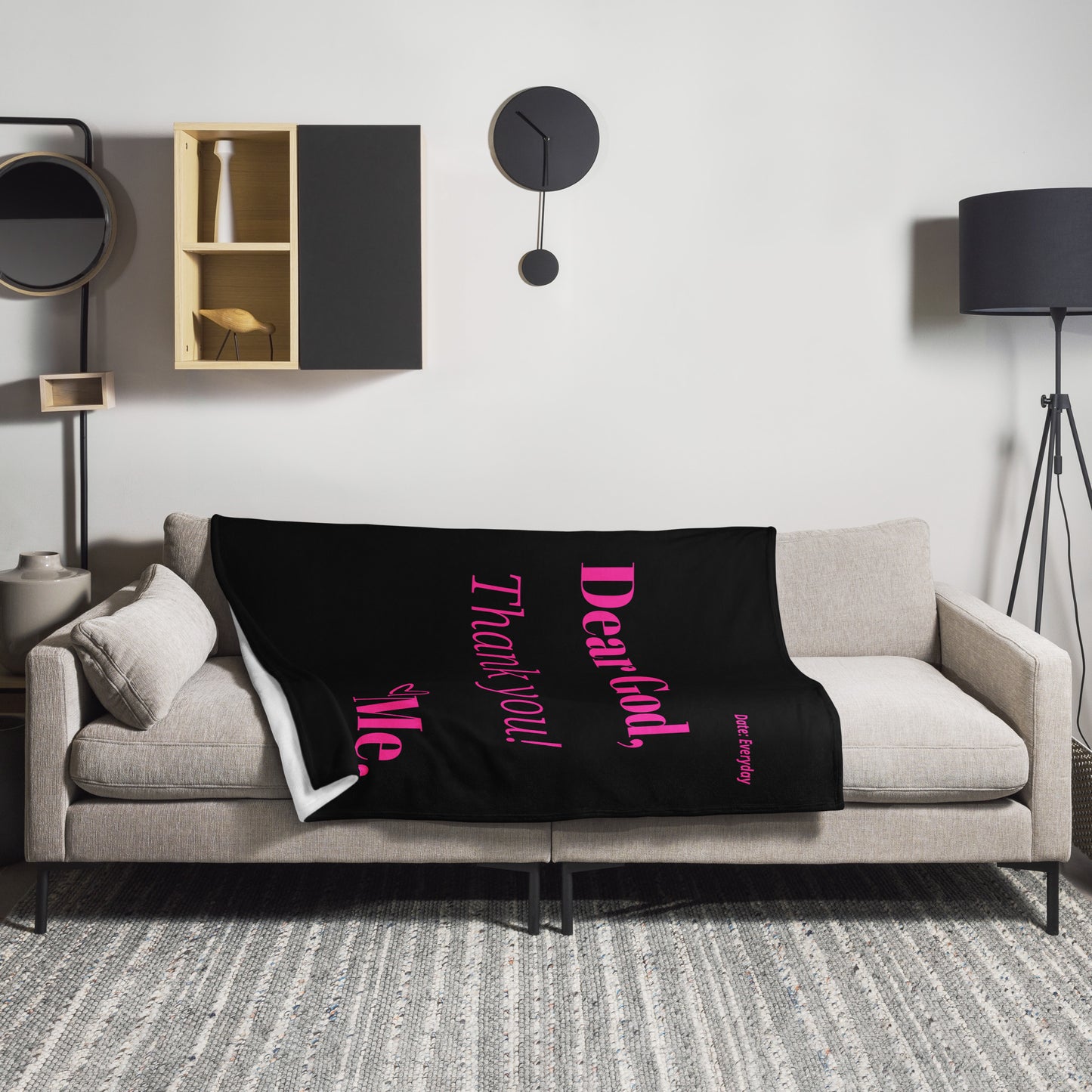 Dear God Velvety Soft Throw Blanket - Black/Hot Pink