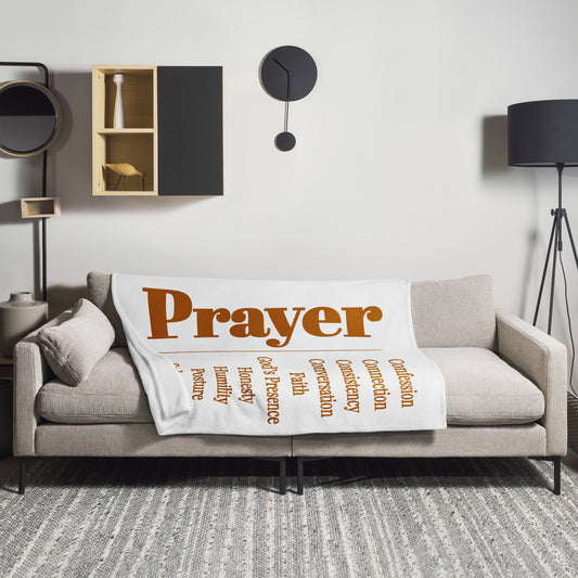 Prayer Velvety soft throw blanket - Earthtone/White