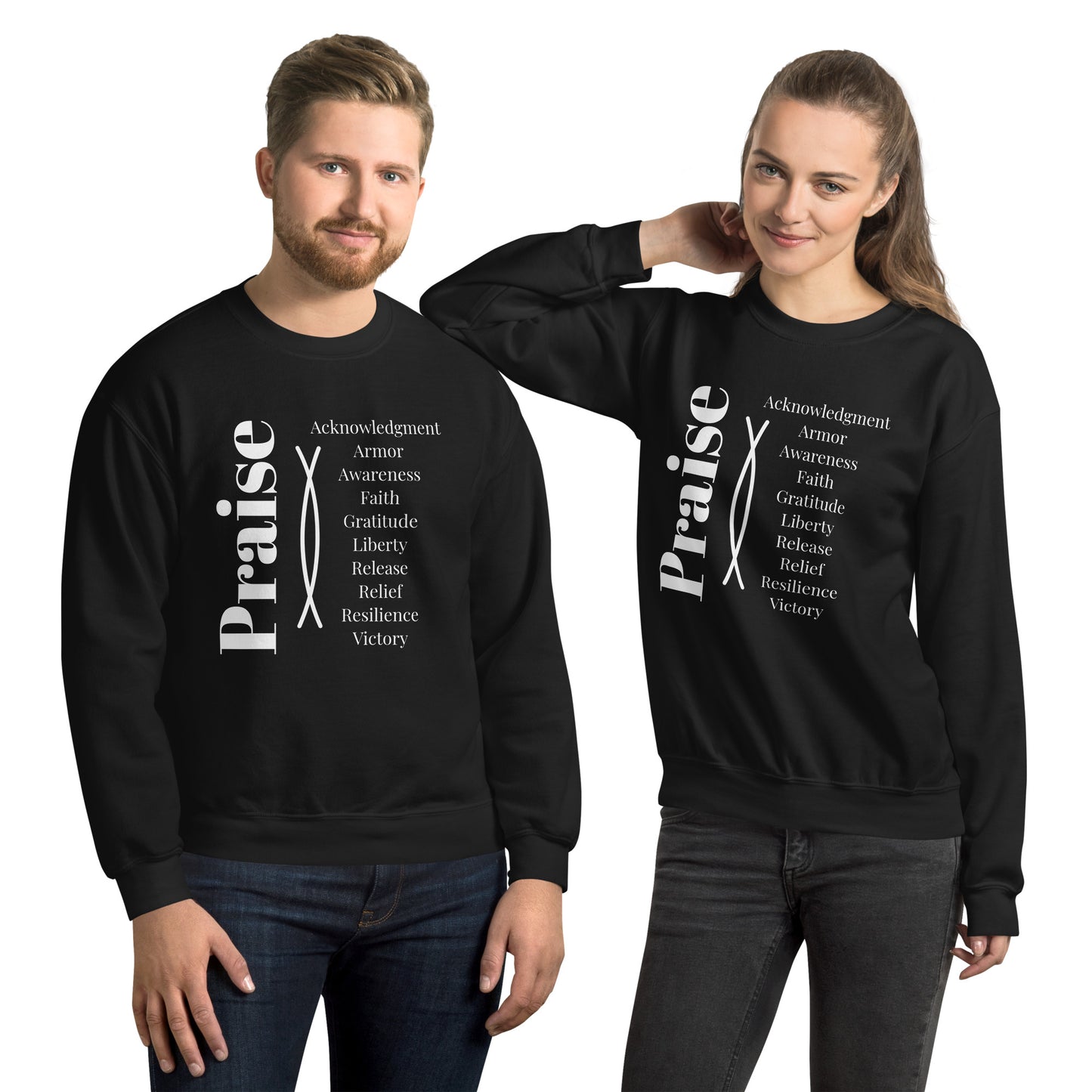 Praise Crew Neck Sweatshirt - White Print