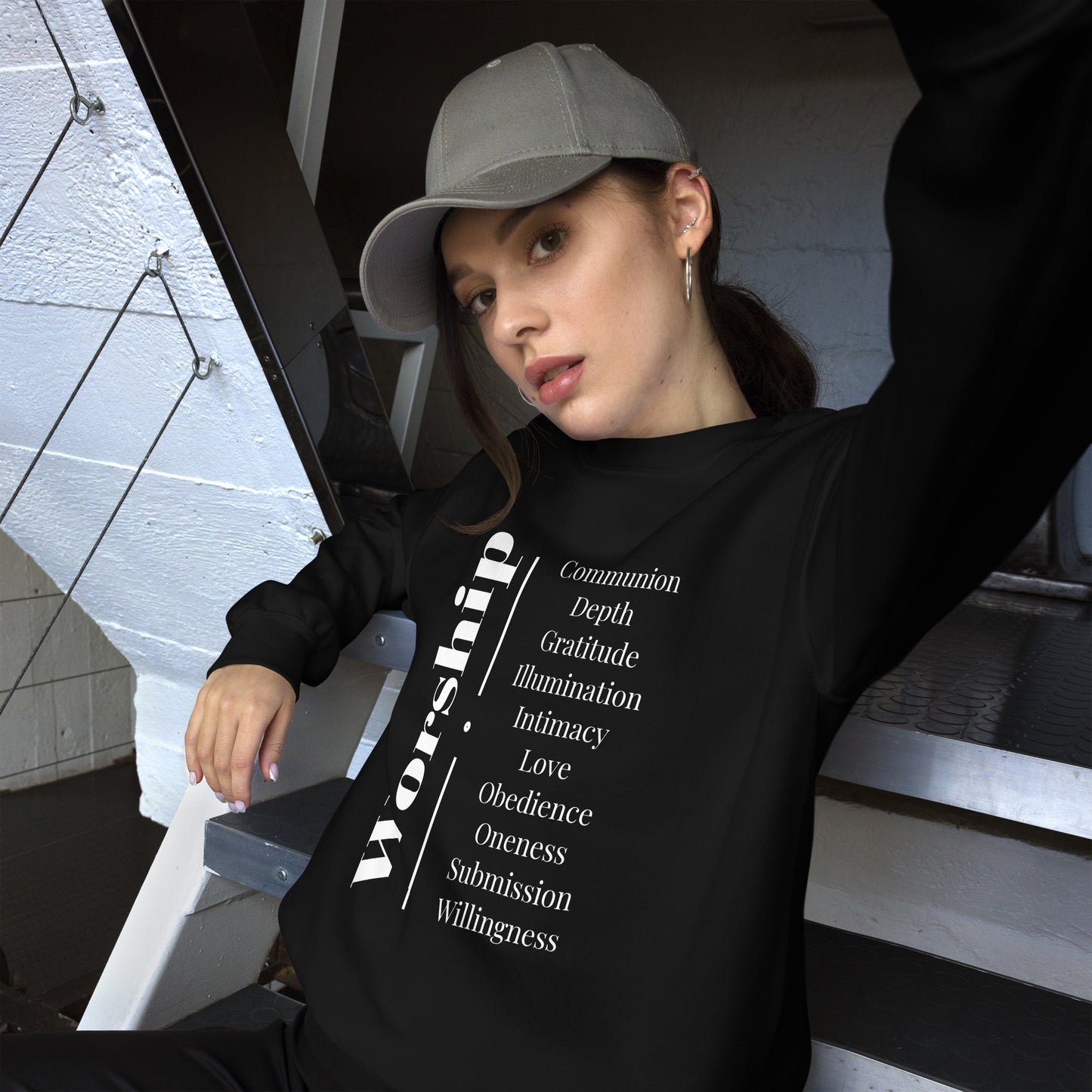Worship - Inspirational Sweatshirt (White Print)