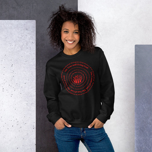 Attributes of God Crew Neck Sweatshirt - Red Spiral