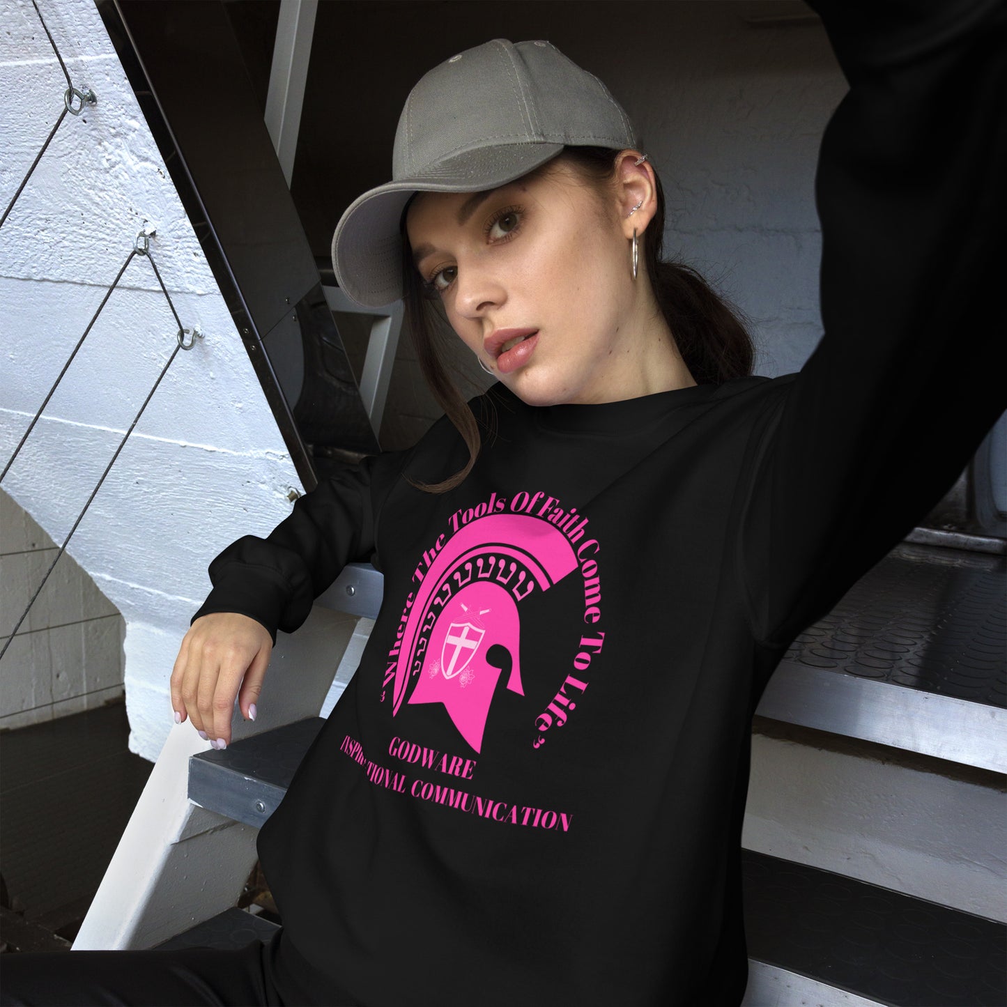 Godware Crew Neck Sweatshirt - Pink Print