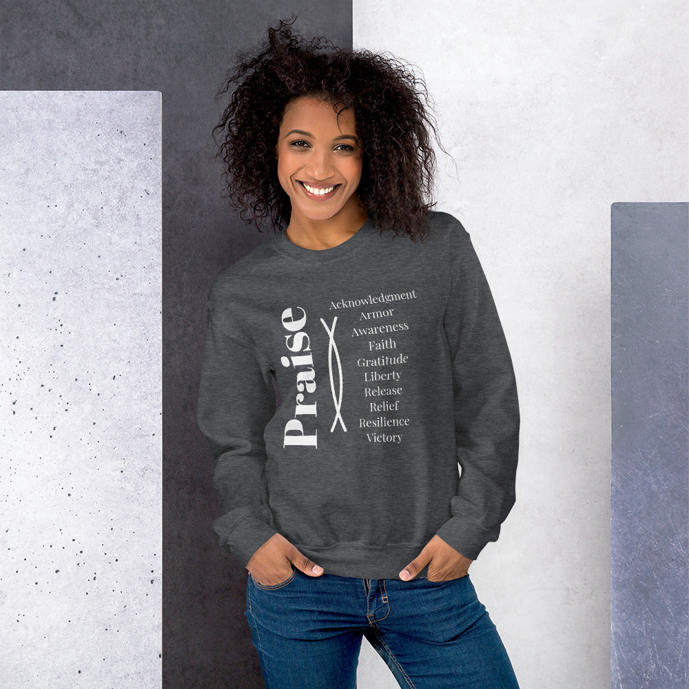 Praise Crew Neck Sweatshirt - White Print