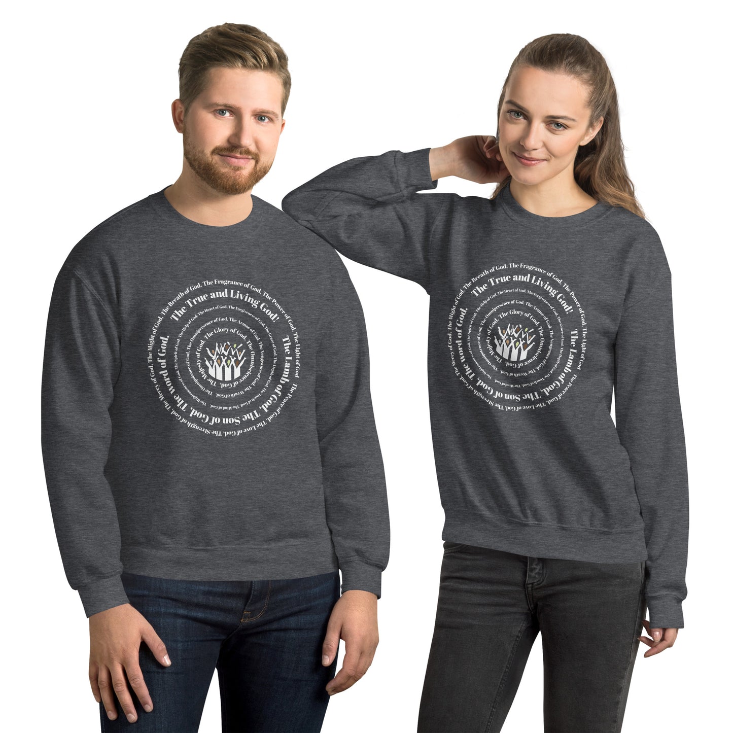 Attributes of God Crew Neck Sweatshirt - White Spiral