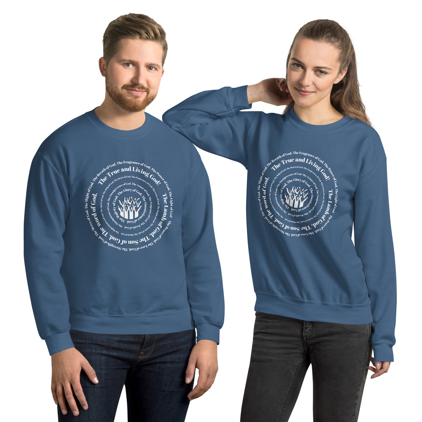 Attributes of God Crew Neck Sweatshirt - White Spiral