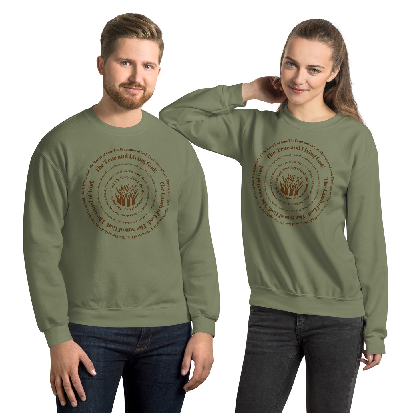 Attributes of God Crew Neck Sweatshirt - Brown Spiral