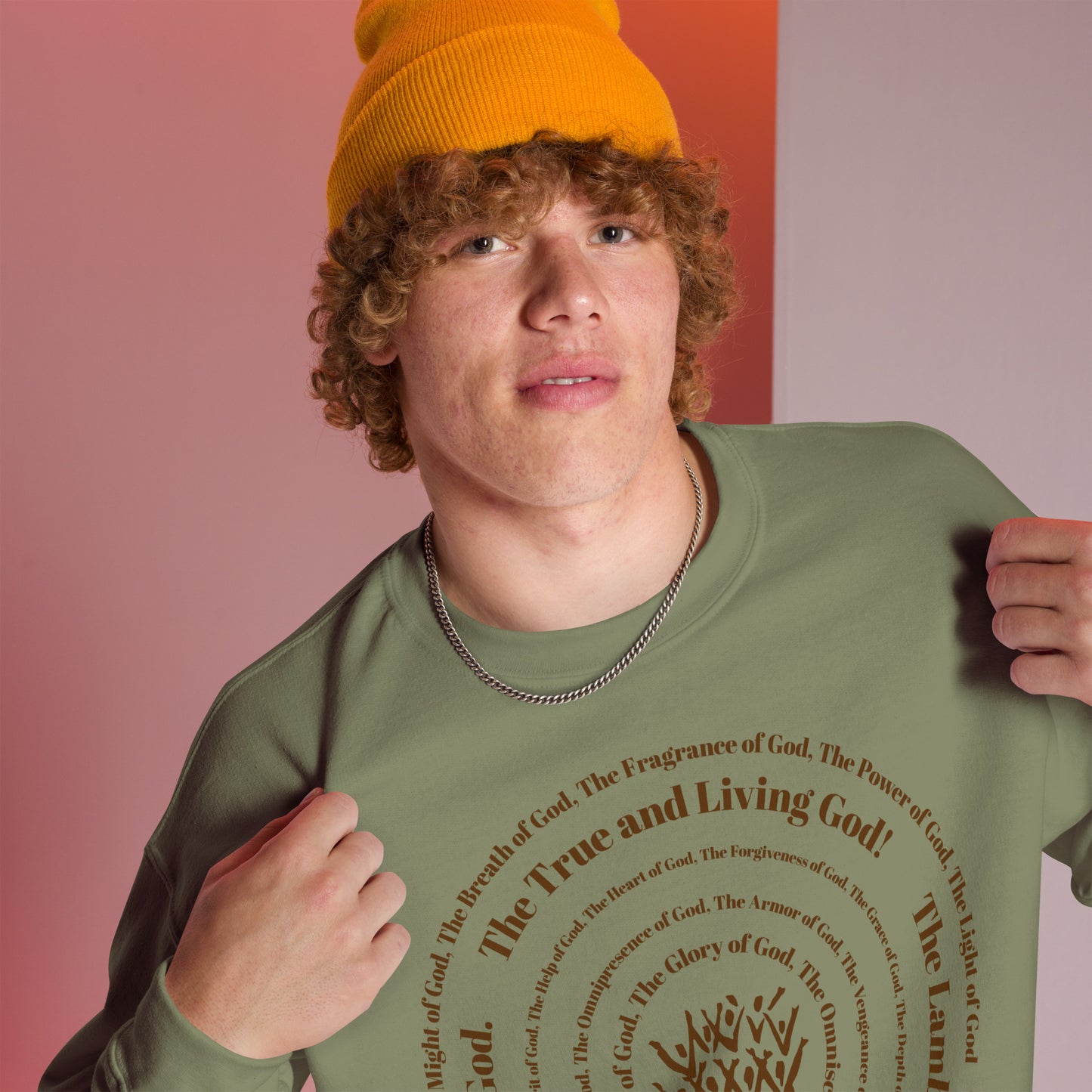 Attributes of God Crew Neck Sweatshirt - Brown Spiral