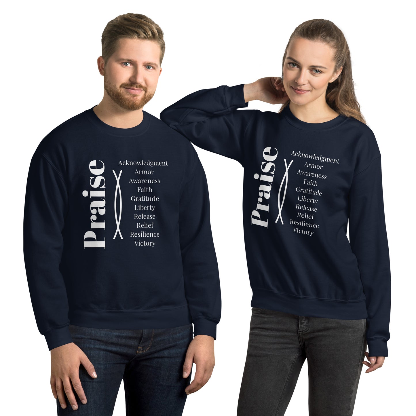 Praise Crew Neck Sweatshirt - White Print