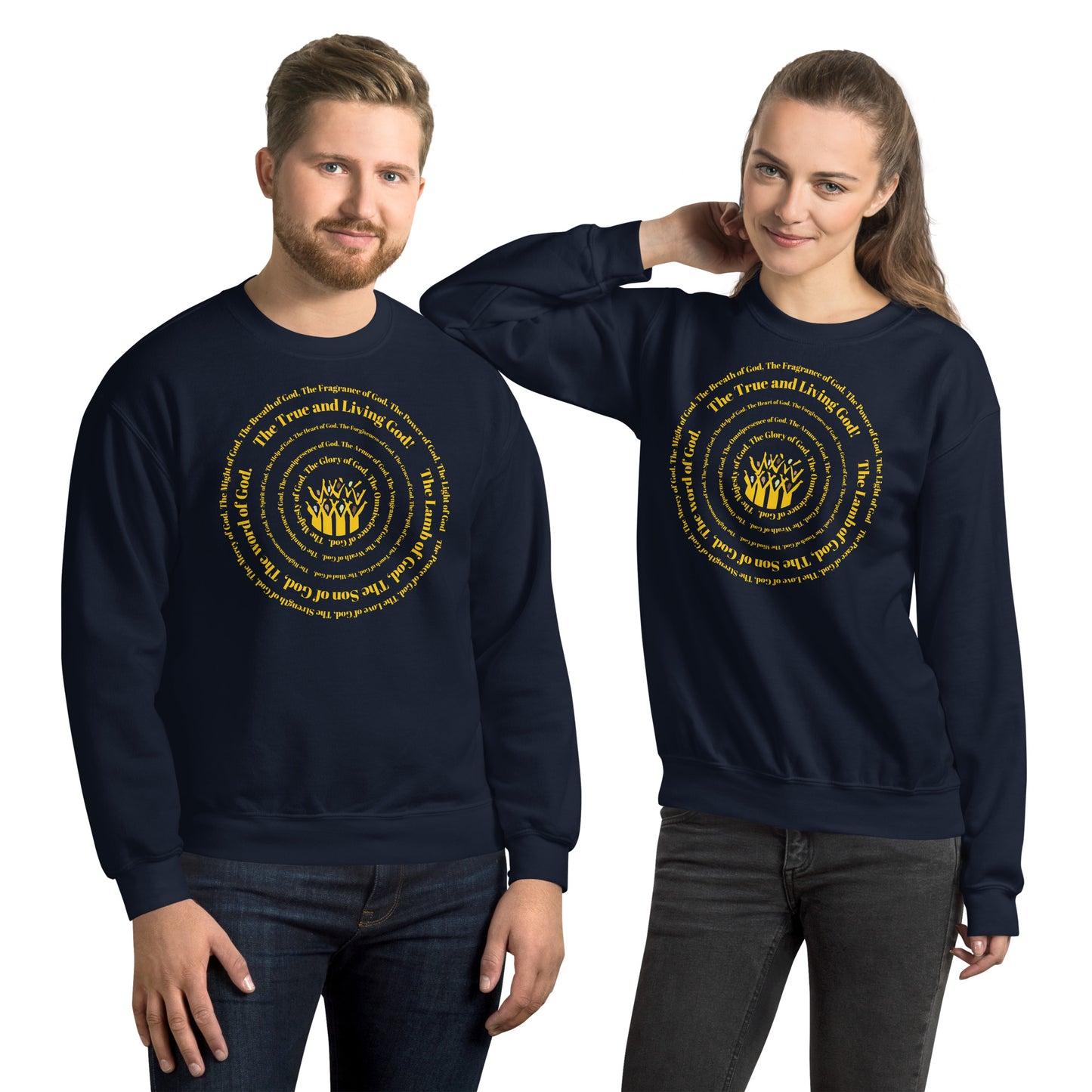 Attributes of God Crew Neck Sweatshirt - Gold Spiral