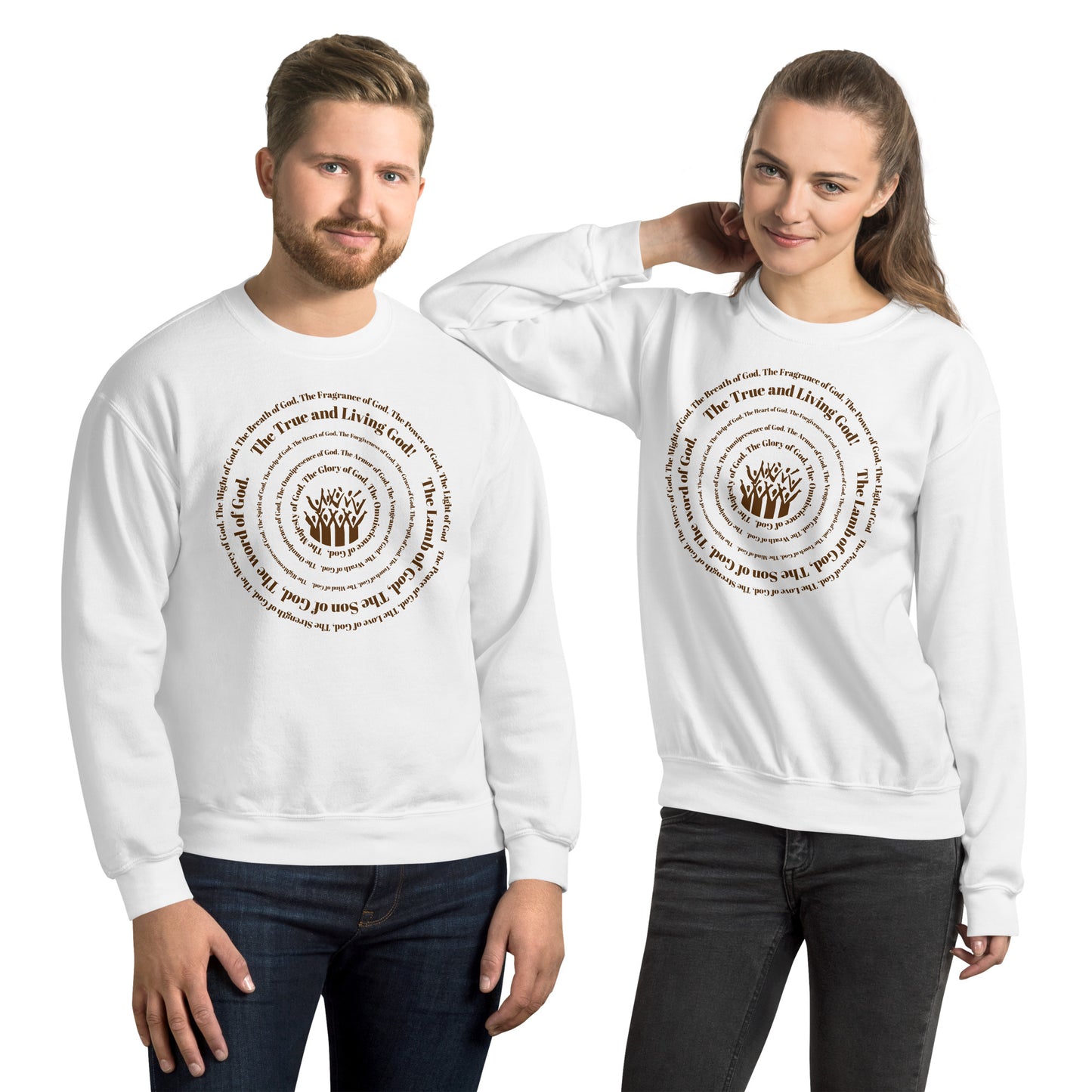 Attributes of God Crew Neck Sweatshirt - Brown Spiral